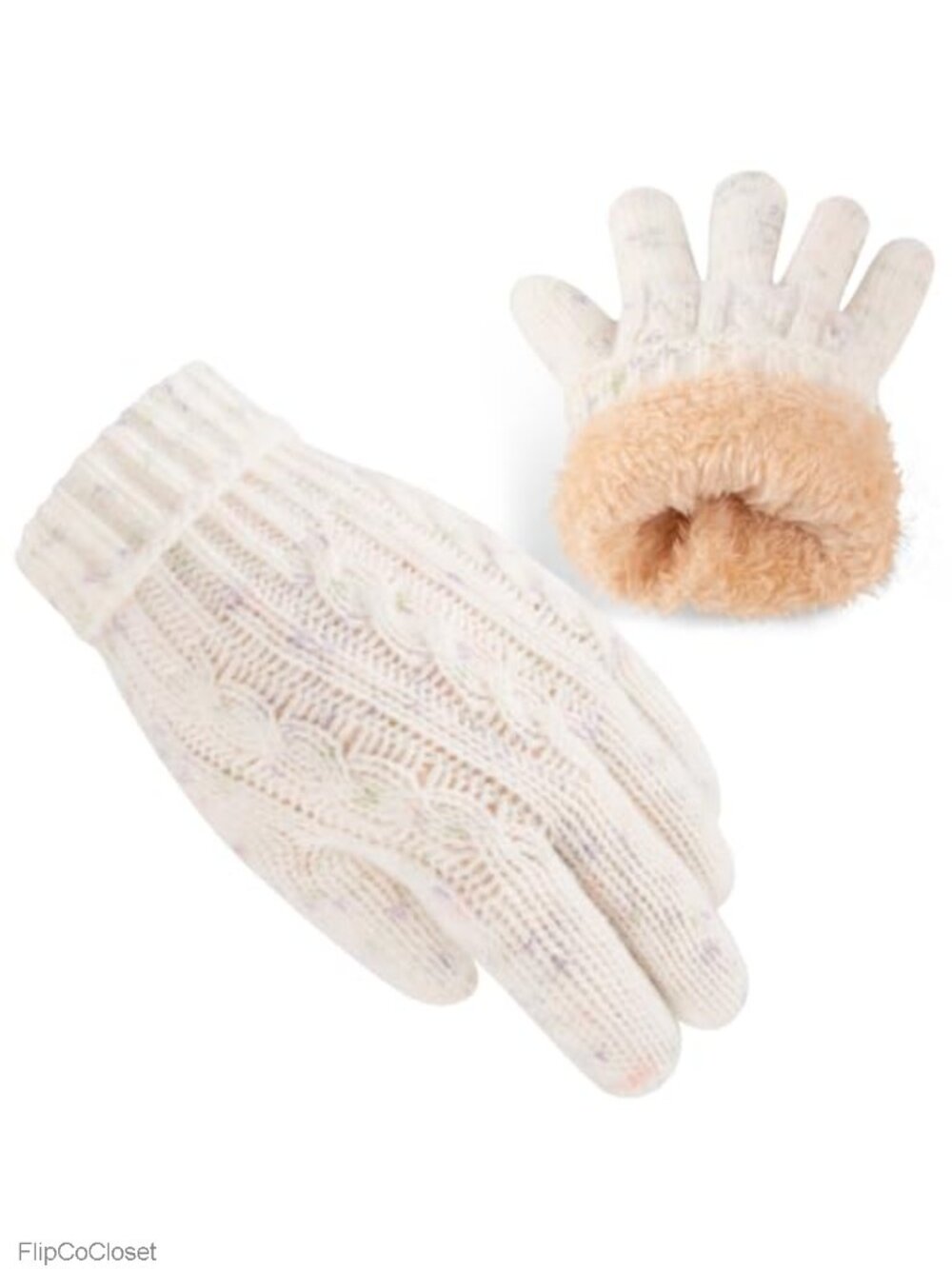 Kids Winter Fleece Lined Gloves Warm Knit Thermal Thick Gloves for Girls